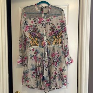 Floral Long Sleeve Dress with Belt